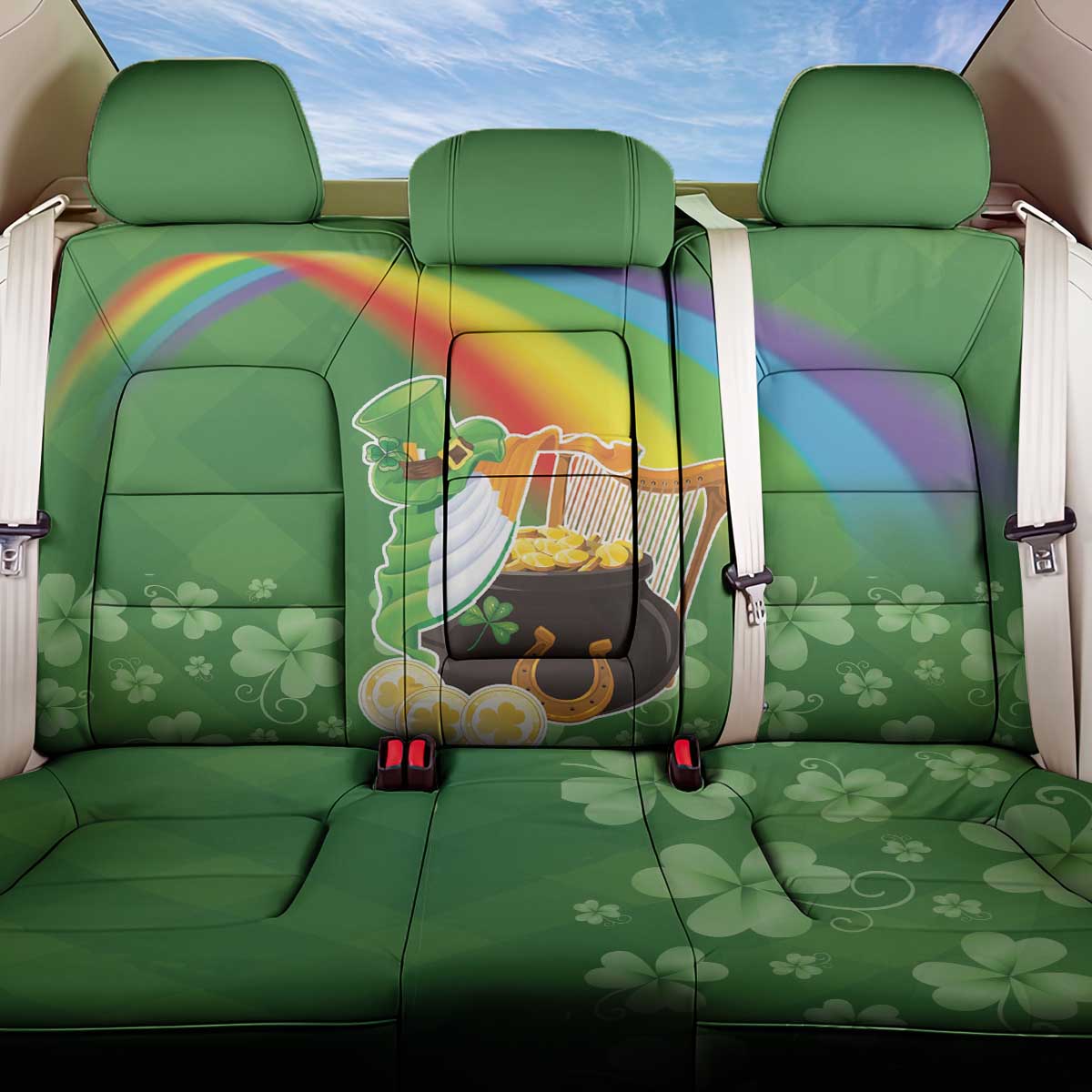 Celtic Harp Shamrock Republic of Ireland Back Car Seat Cover