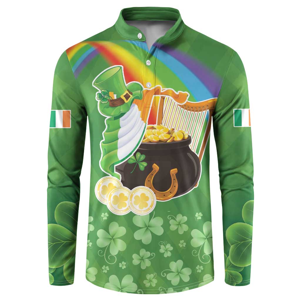 Celtic Harp Shamrock Republic of Ireland Button Sweatshirt