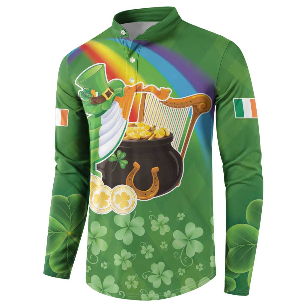 Celtic Harp Shamrock Republic of Ireland Button Sweatshirt