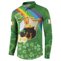 Celtic Harp Shamrock Republic of Ireland Button Sweatshirt