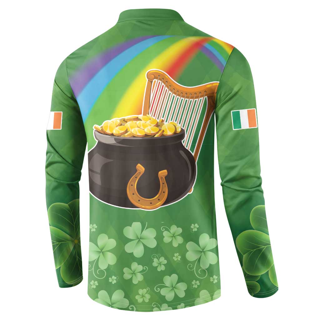 Celtic Harp Shamrock Republic of Ireland Button Sweatshirt