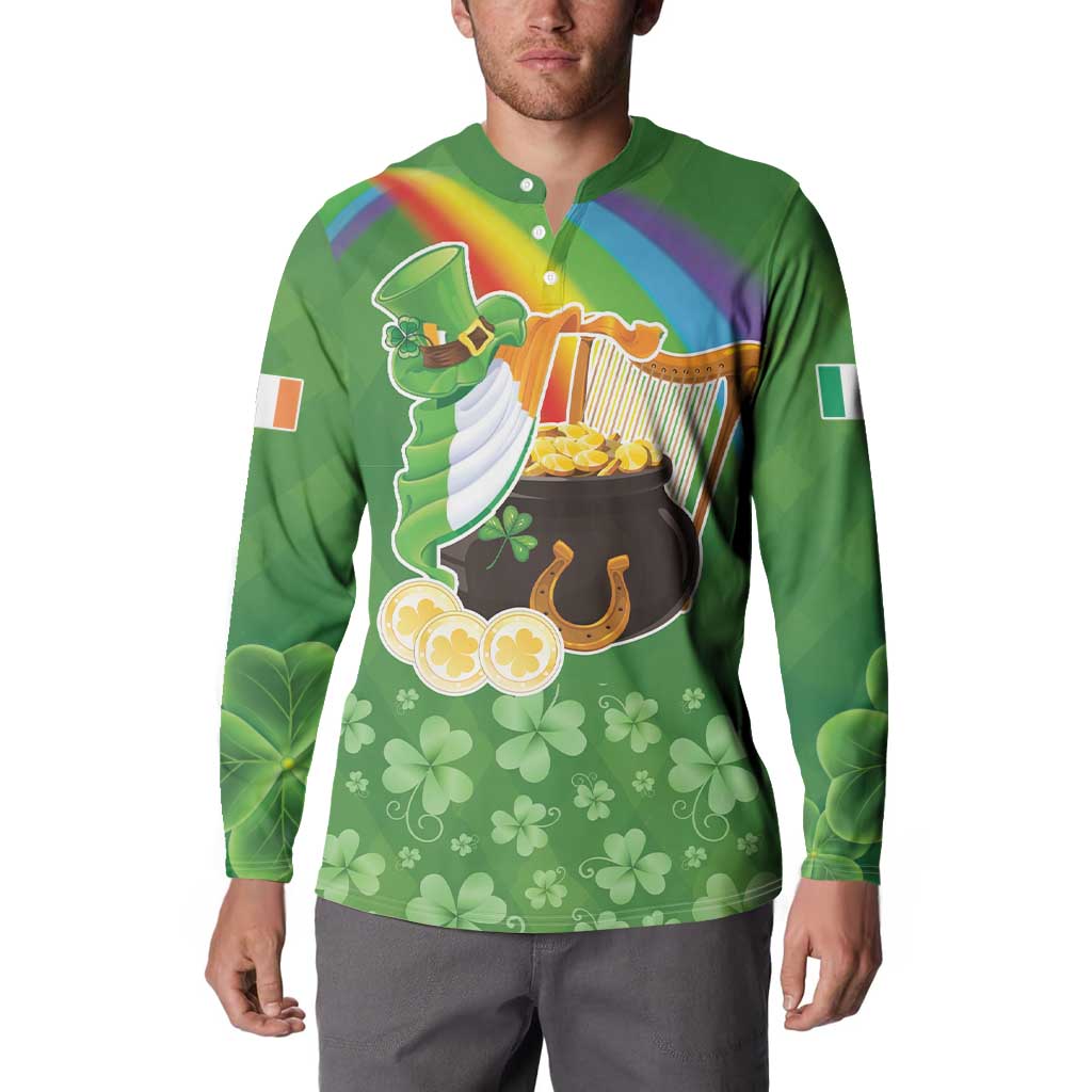 Celtic Harp Shamrock Republic of Ireland Button Sweatshirt