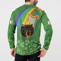 Celtic Harp Shamrock Republic of Ireland Button Sweatshirt