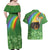 Celtic Harp Shamrock Republic of Ireland Couples Matching Off Shoulder Maxi Dress and Hawaiian Shirt