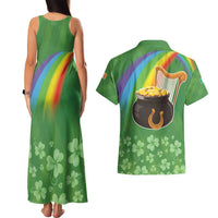 Celtic Harp Shamrock Republic of Ireland Couples Matching Tank Maxi Dress and Hawaiian Shirt