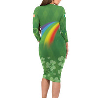 Celtic Harp Shamrock Republic of Ireland Family Matching Long Sleeve Bodycon Dress and Hawaiian Shirt