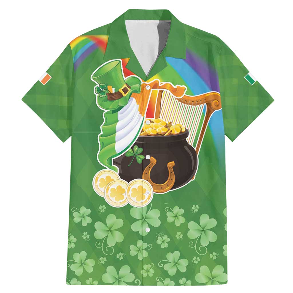 Celtic Harp Shamrock Republic of Ireland Family Matching Mermaid Dress and Hawaiian Shirt