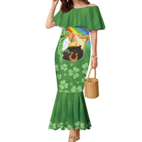 Celtic Harp Shamrock Republic of Ireland Family Matching Mermaid Dress and Hawaiian Shirt
