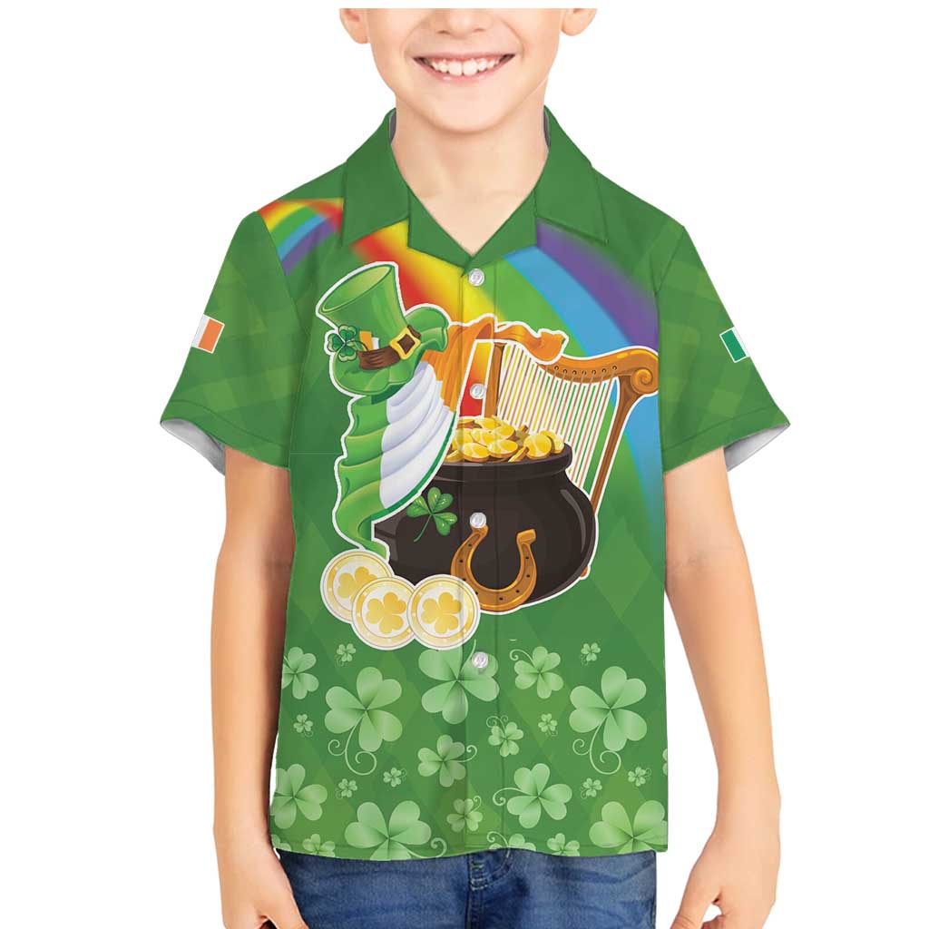 Celtic Harp Shamrock Republic of Ireland Family Matching Mermaid Dress and Hawaiian Shirt