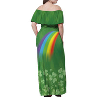 Celtic Harp Shamrock Republic of Ireland Family Matching Off Shoulder Maxi Dress and Hawaiian Shirt