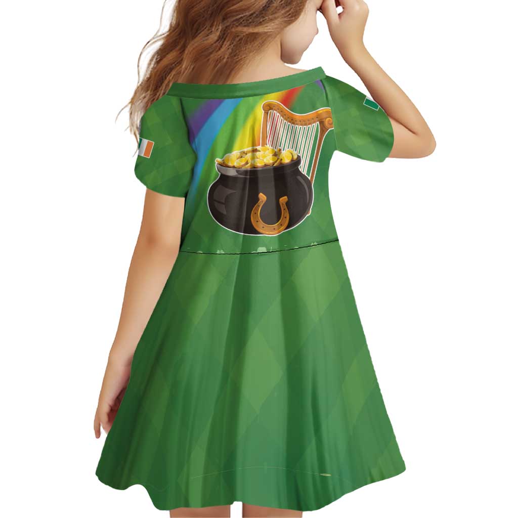 Celtic Harp Shamrock Republic of Ireland Family Matching Off Shoulder Short Dress and Hawaiian Shirt