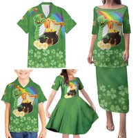 Celtic Harp Shamrock Republic of Ireland Family Matching Puletasi and Hawaiian Shirt