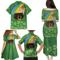Celtic Harp Shamrock Republic of Ireland Family Matching Puletasi and Hawaiian Shirt