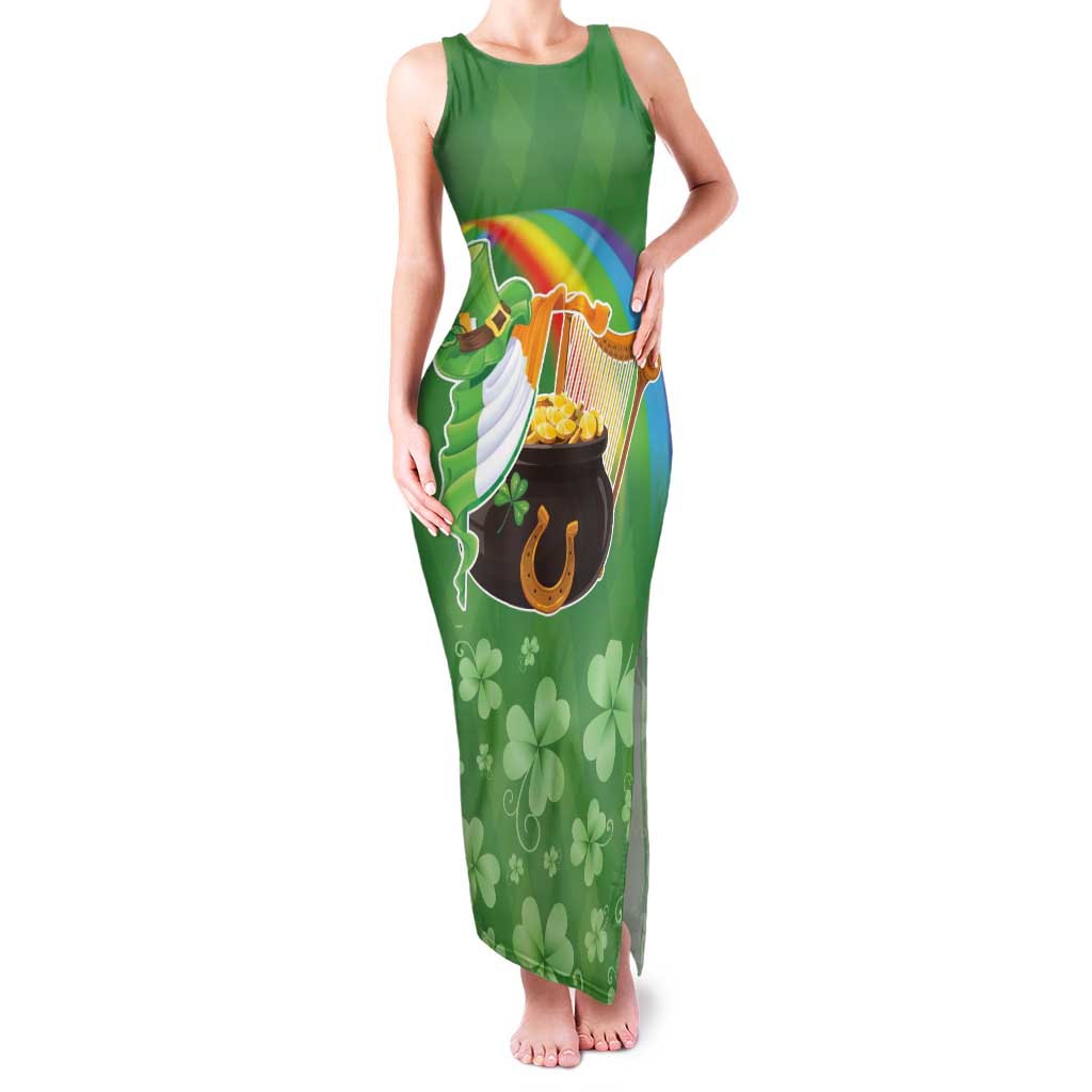 Celtic Harp Shamrock Republic of Ireland Family Matching Tank Maxi Dress and Hawaiian Shirt