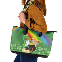 Celtic Harp Shamrock Republic of Ireland Leather Tote Bag