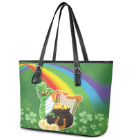 Celtic Harp Shamrock Republic of Ireland Leather Tote Bag
