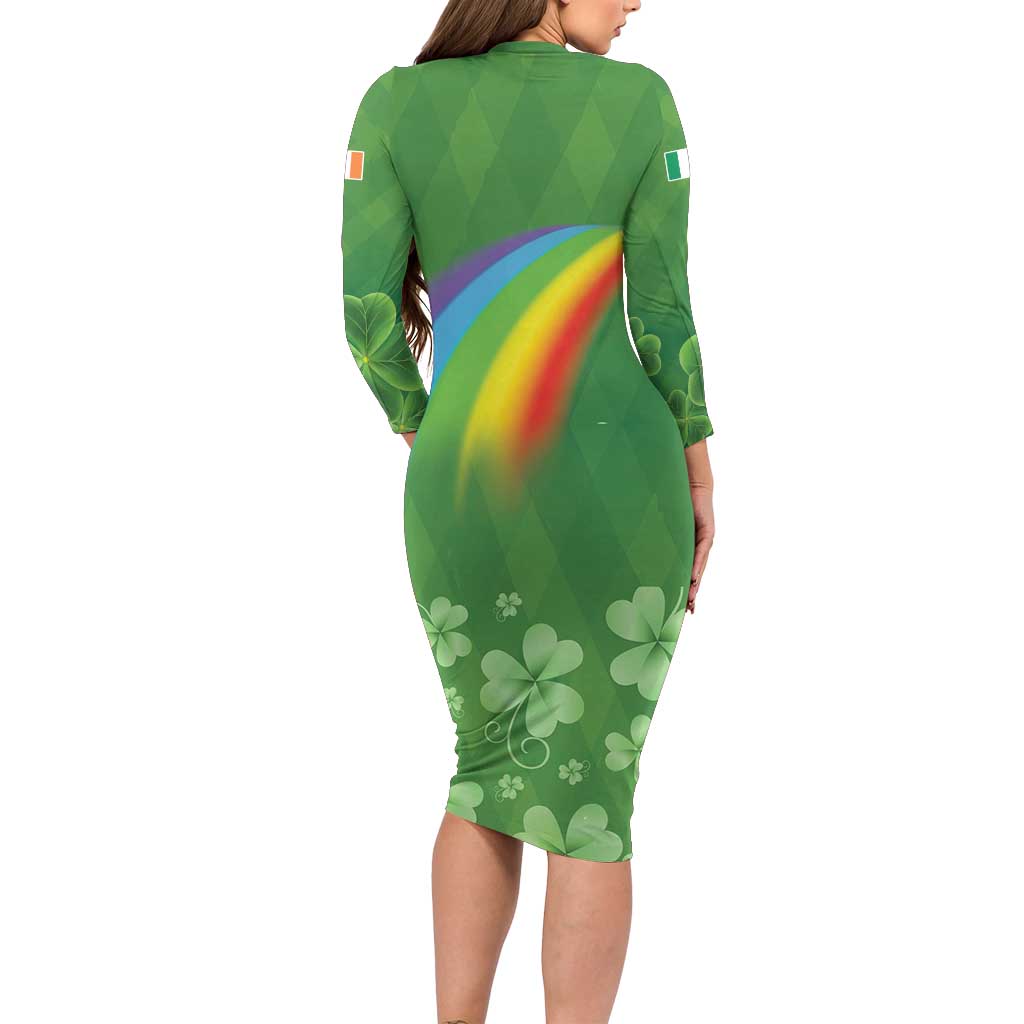 Celtic Harp Shamrock Republic of Ireland Long Sleeve Bodycon Dress