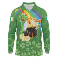 Celtic Harp Shamrock Republic of Ireland Long Sleeve Polo Shirt