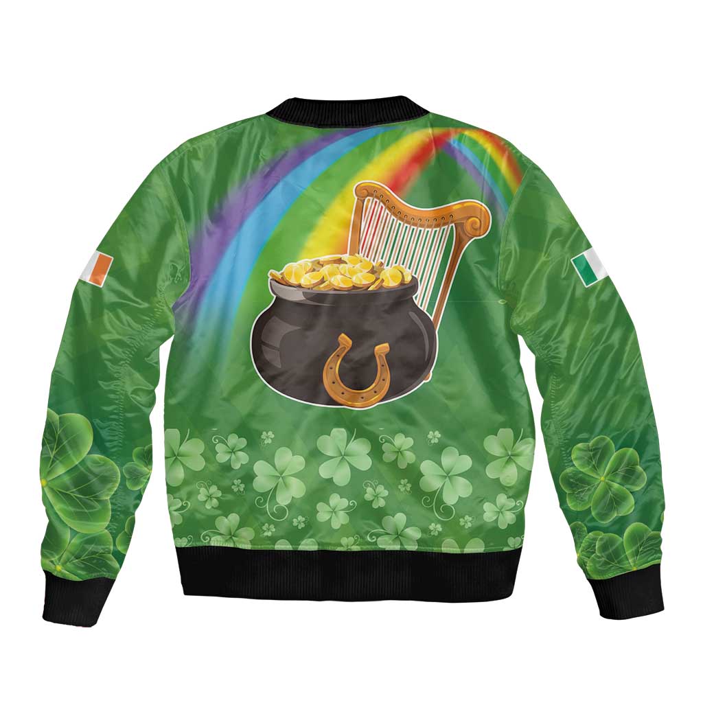 Celtic Harp Shamrock Republic of Ireland Sleeve Zip Bomber Jacket