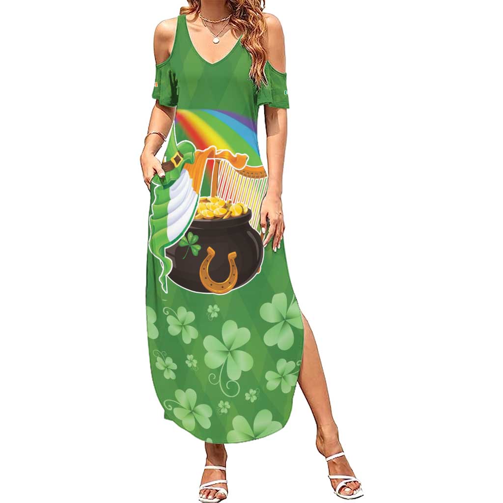 Celtic Harp Shamrock Republic of Ireland Summer Maxi Dress