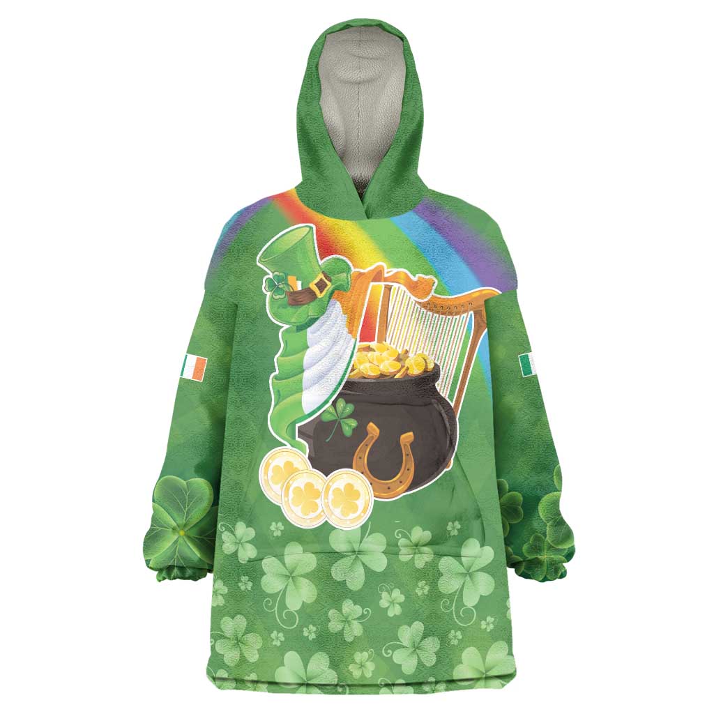 Celtic Harp Shamrock Republic of Ireland Wearable Blanket Hoodie
