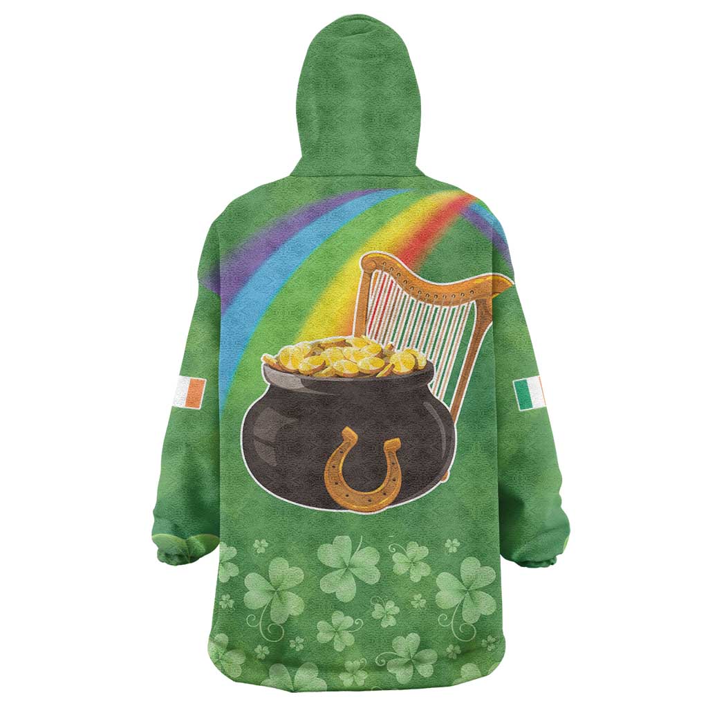 Celtic Harp Shamrock Republic of Ireland Wearable Blanket Hoodie