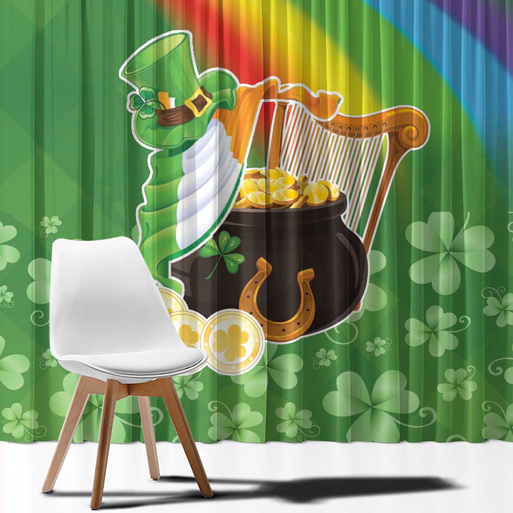 Celtic Harp Shamrock Republic of Ireland Window Curtain