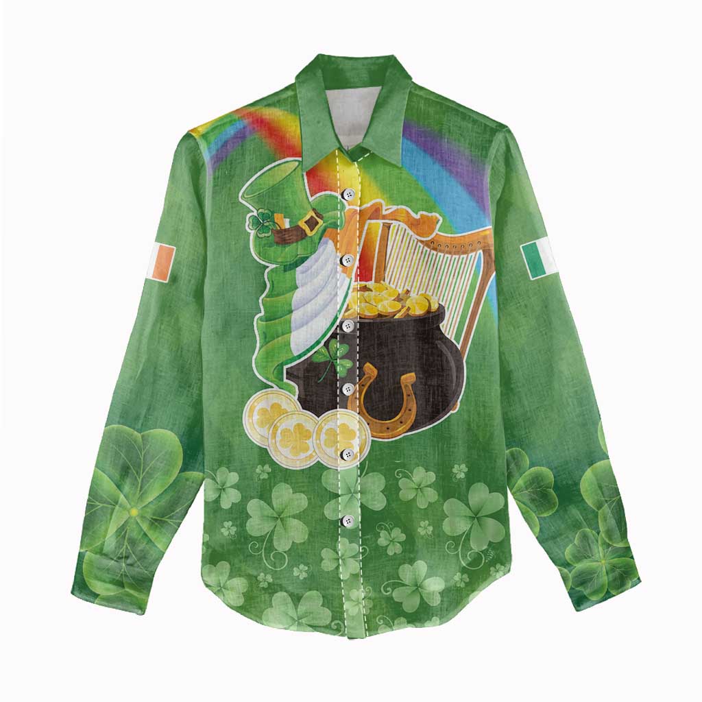 Celtic Harp Shamrock Republic of Ireland Women Casual Shirt