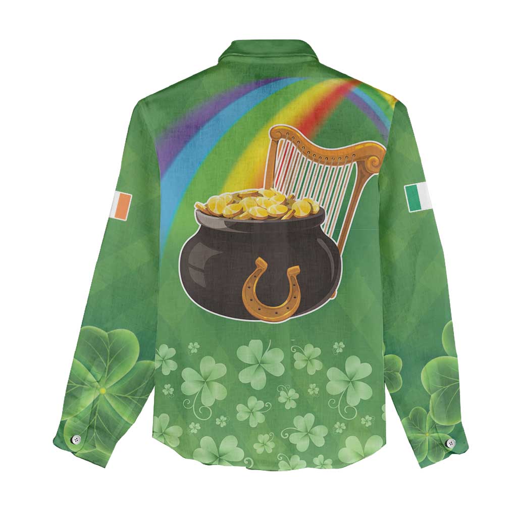 Celtic Harp Shamrock Republic of Ireland Women Casual Shirt