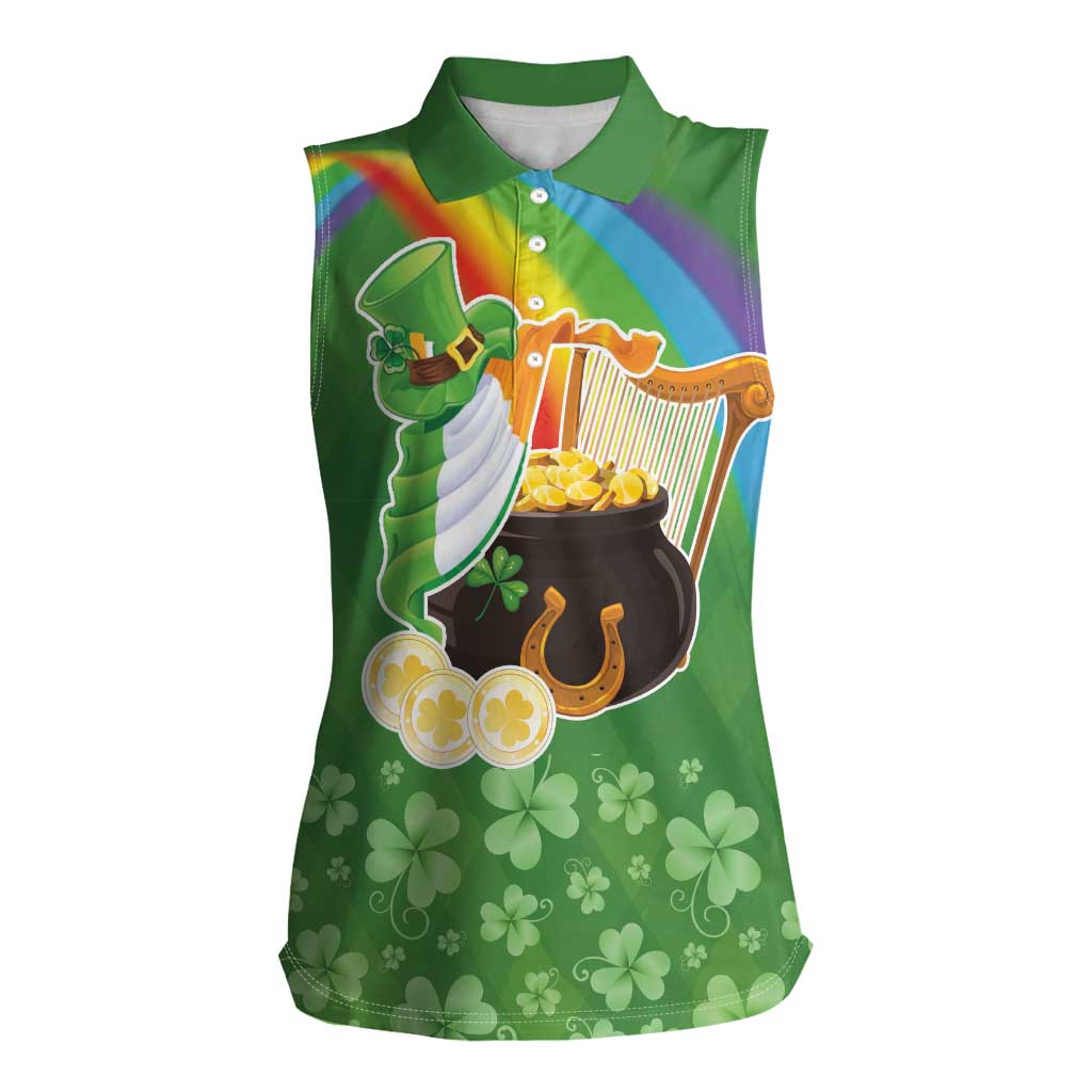 Celtic Harp Shamrock Republic of Ireland Women Sleeveless Polo Shirt