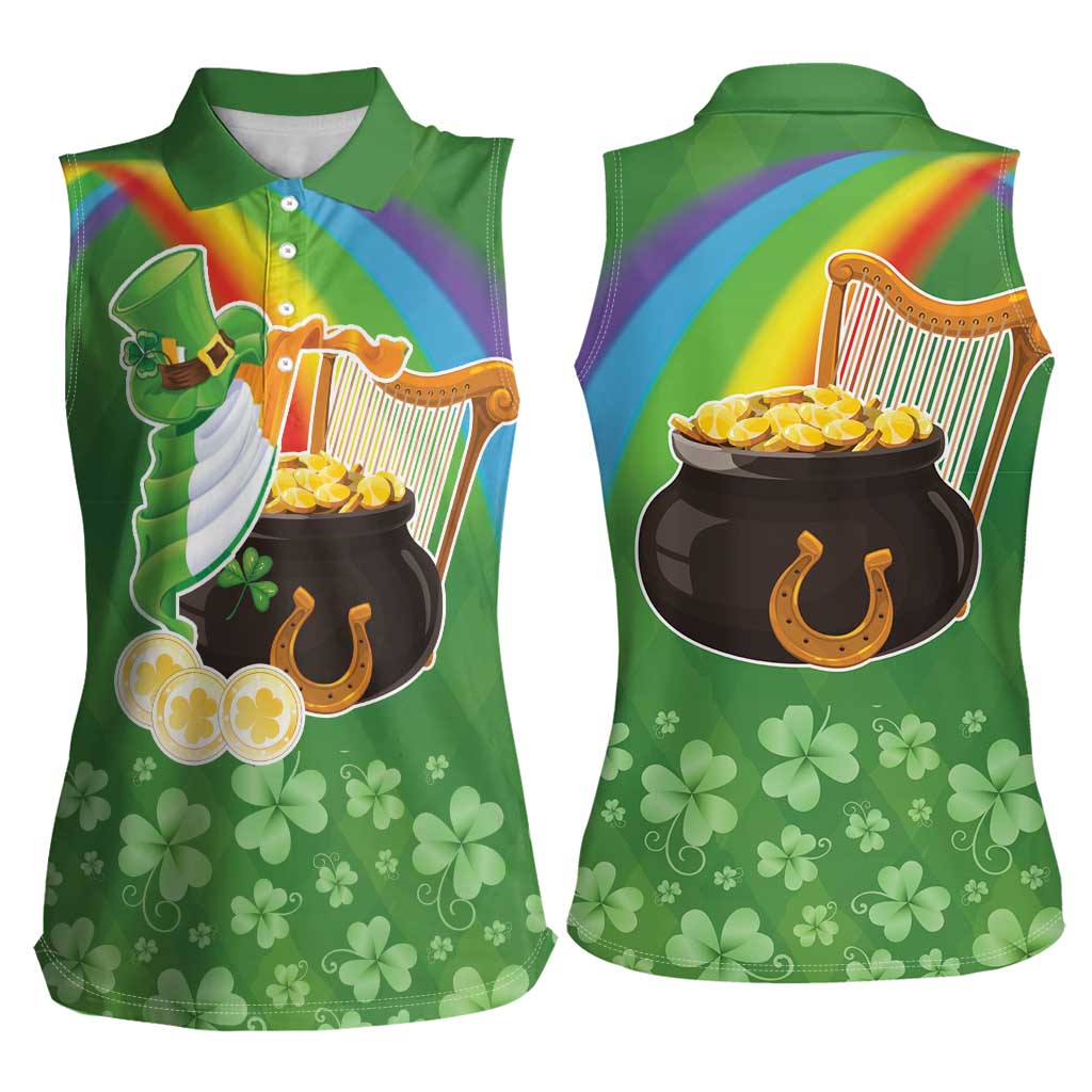 Celtic Harp Shamrock Republic of Ireland Women Sleeveless Polo Shirt