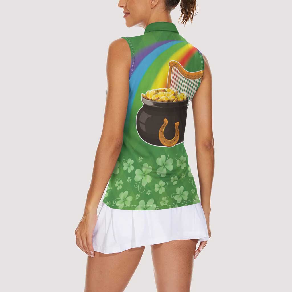 Celtic Harp Shamrock Republic of Ireland Women Sleeveless Polo Shirt