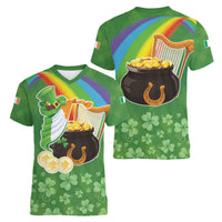 Celtic Harp Shamrock Republic of Ireland Women V-Neck T-Shirt