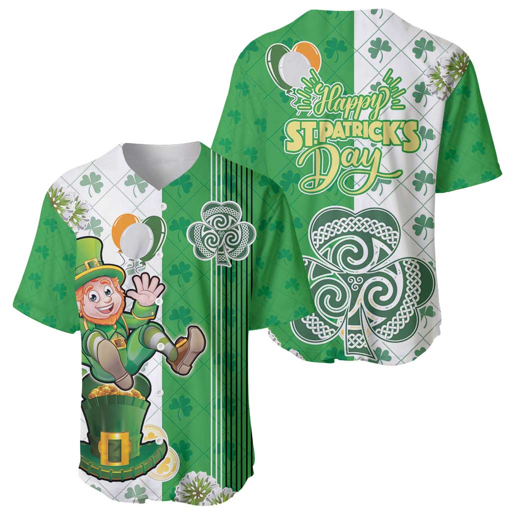 Ireland 17th March Saint Patrick's Day Baseball Jersey Irish Leprechaun with Shamrock