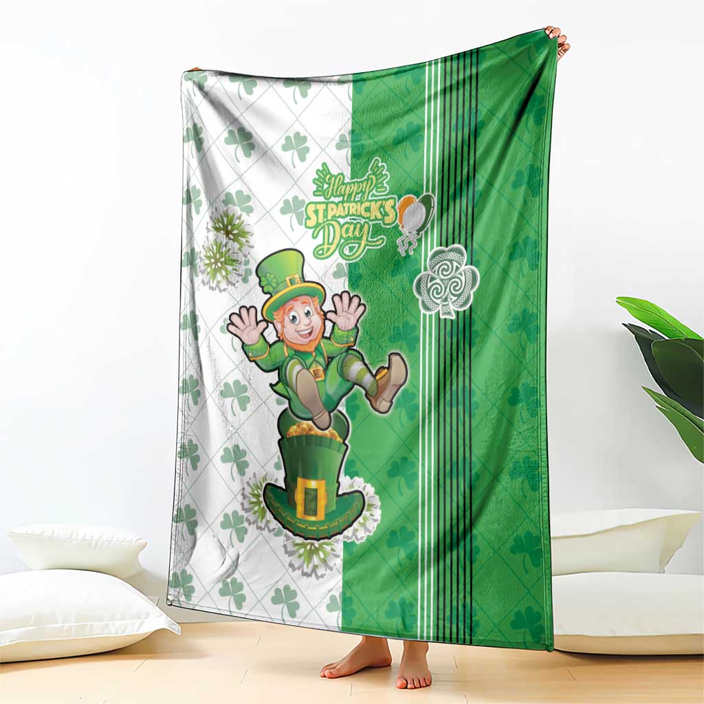 Ireland 17th March Saint Patrick's Day Blanket Irish Leprechaun with Shamrock