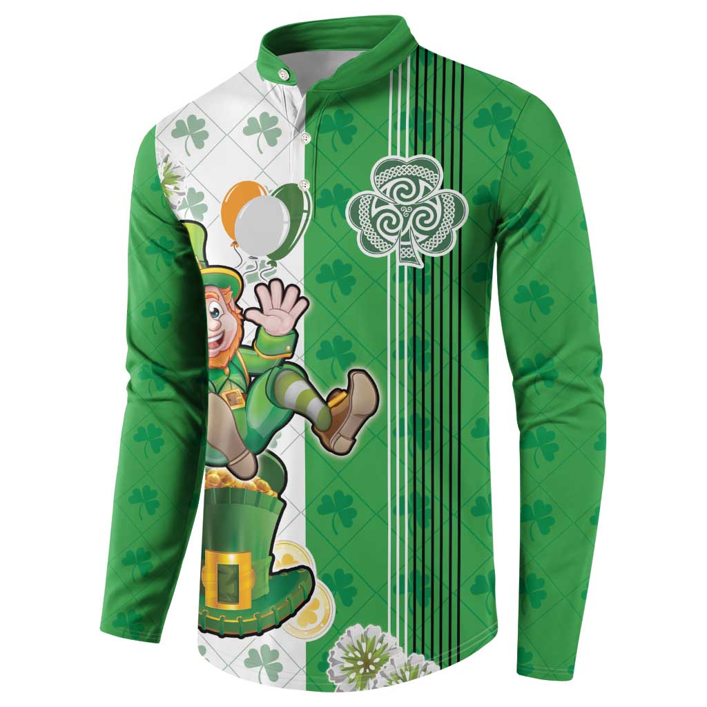 Ireland 17th March Saint Patrick's Day Button Sweatshirt Irish Leprechaun with Shamrock