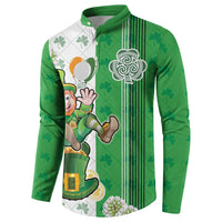 Ireland 17th March Saint Patrick's Day Button Sweatshirt Irish Leprechaun with Shamrock