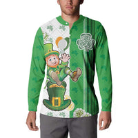Ireland 17th March Saint Patrick's Day Button Sweatshirt Irish Leprechaun with Shamrock