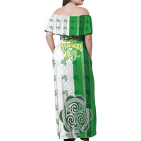Ireland 17th March Saint Patrick's Day Family Matching Off Shoulder Maxi Dress and Hawaiian Shirt Irish Leprechaun with Shamrock