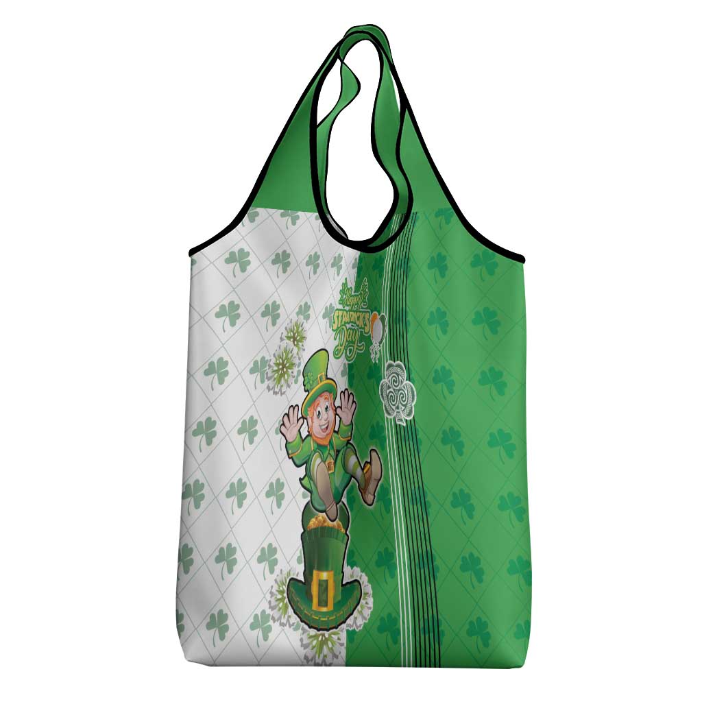 Ireland 17th March Saint Patrick's Day Grocery Bag Irish Leprechaun with Shamrock