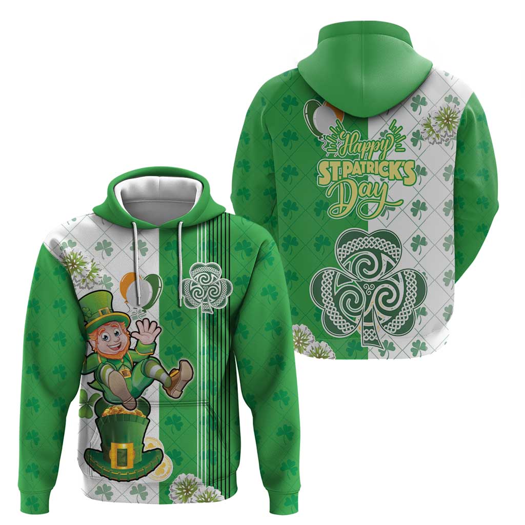 Ireland 17th March Saint Patrick's Day Hoodie Irish Leprechaun with Shamrock