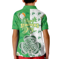 Ireland 17th March Saint Patrick's Day Kid Polo Shirt Irish Leprechaun with Shamrock