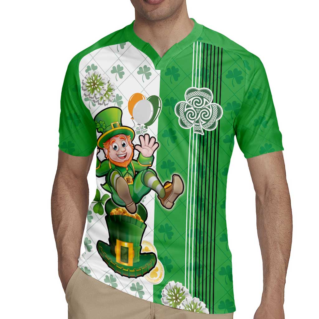Ireland 17th March Saint Patrick's Day Rugby Jersey Irish Leprechaun with Shamrock