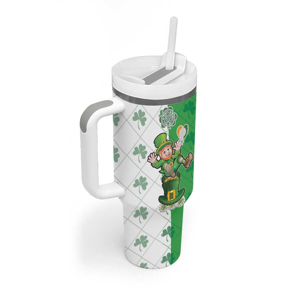 Ireland 17th March Saint Patrick's Day Tumbler With Handle Irish Leprechaun with Shamrock