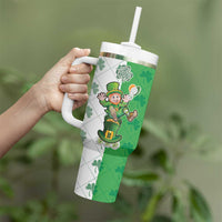 Ireland 17th March Saint Patrick's Day Tumbler With Handle Irish Leprechaun with Shamrock