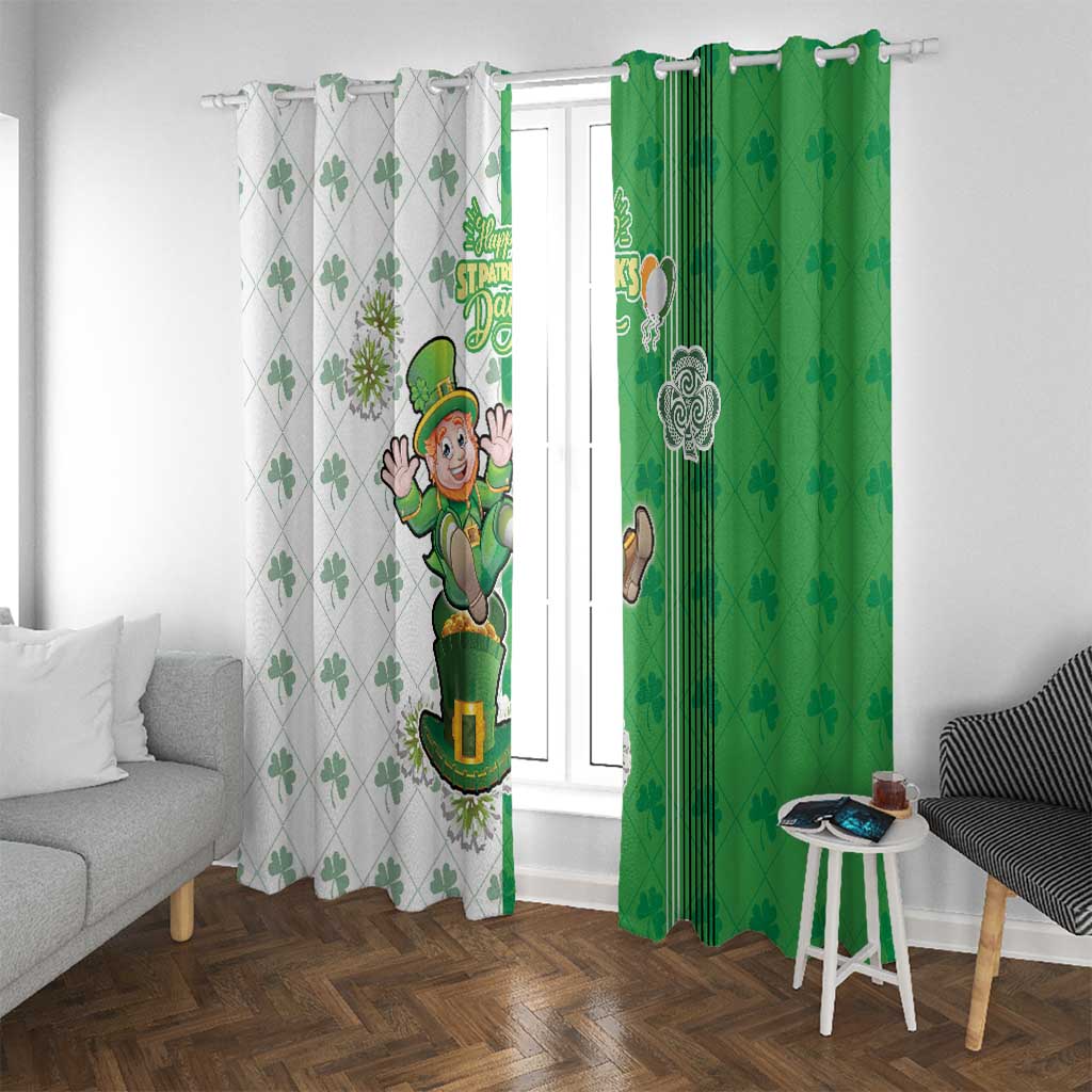 Ireland 17th March Saint Patrick's Day Window Curtain Irish Leprechaun with Shamrock