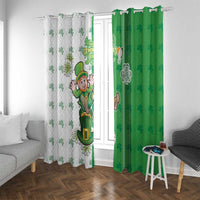 Ireland 17th March Saint Patrick's Day Window Curtain Irish Leprechaun with Shamrock