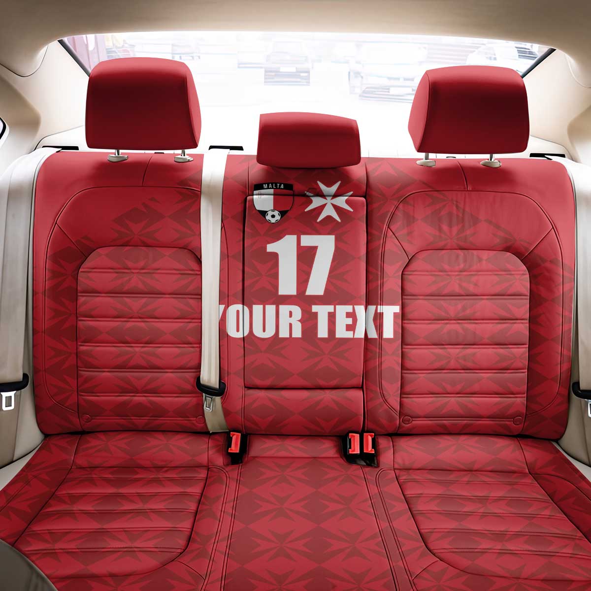 Custom Malta Football Jersey Go Champions Back Car Seat Cover Red Style