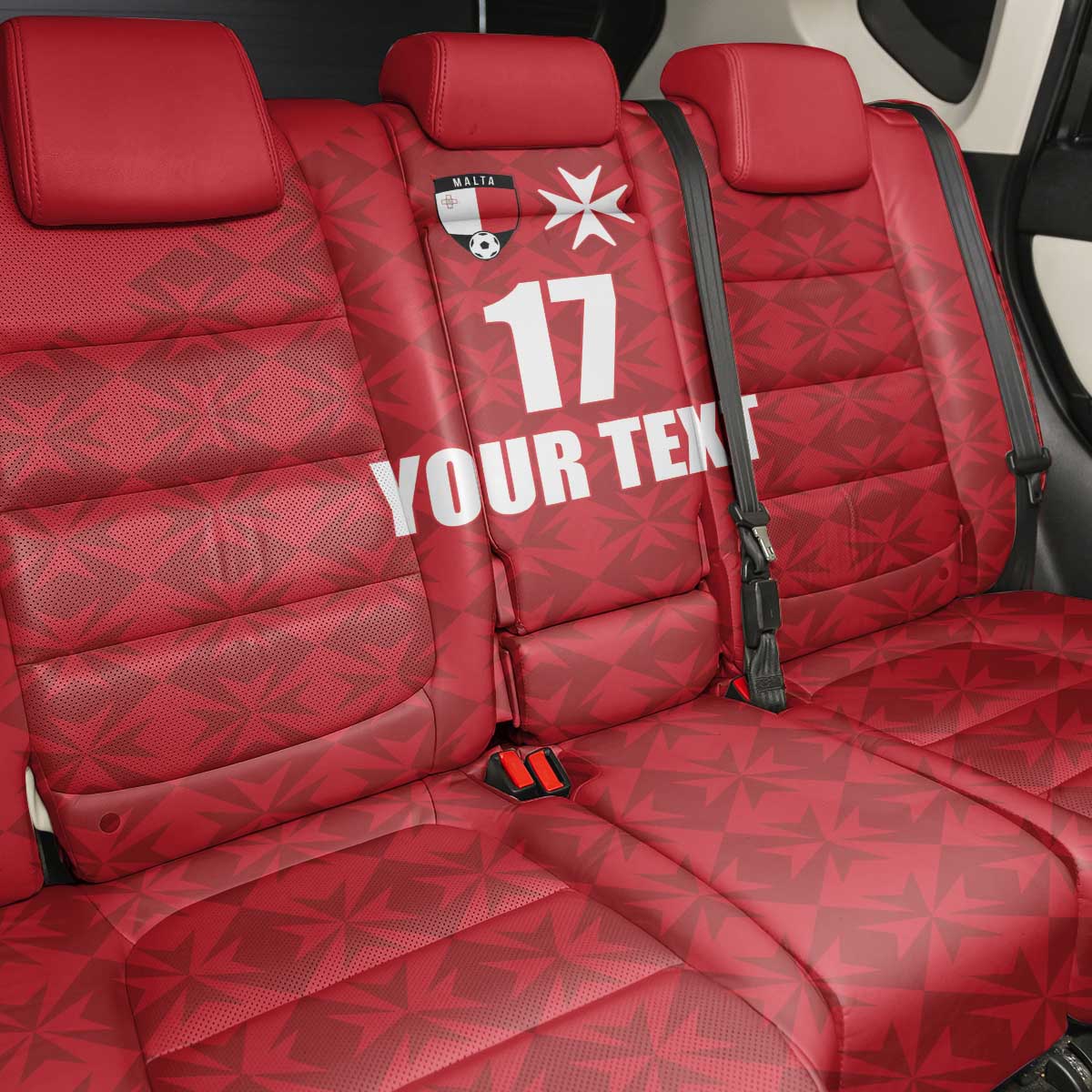 Custom Malta Football Jersey Go Champions Back Car Seat Cover Red Style