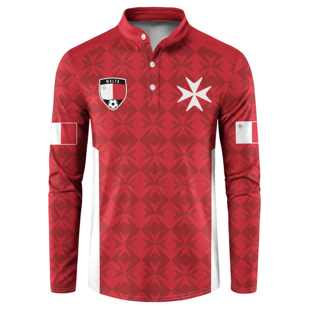 Custom Malta Football Jersey Go Champions Button Sweatshirt Red Style
